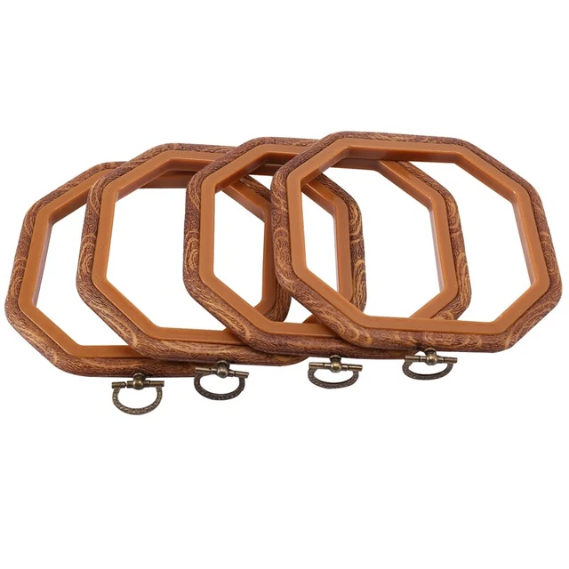 4 Pezzi Ottagono Ricamo Cerchi Imitato Legno Punto Croce Set Cornice per Di Q3K4