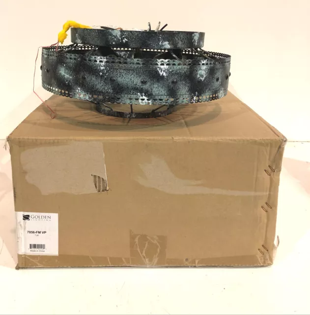 Golden Lighting 7856-FM VP Ferris 2-Light Blue Verde Patina Flush Mount