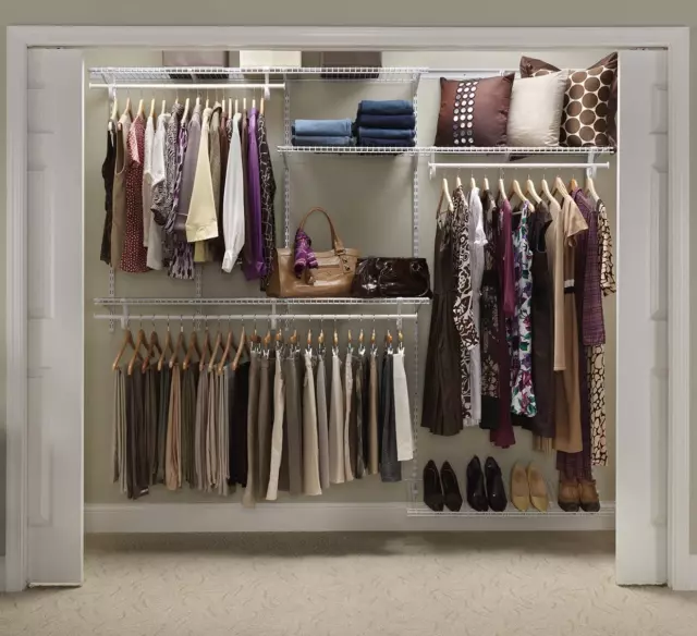 Wire Closet Organizer System, Adjustable from 5 to 8 Ft., shelves