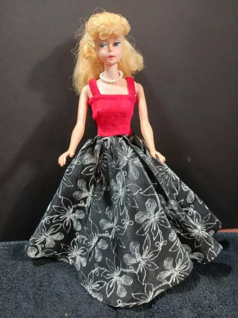 Vintage Ponytail Barbie Doll #7/#6 Blonde Hair Mattel 1960s Japan Made w/ Dress