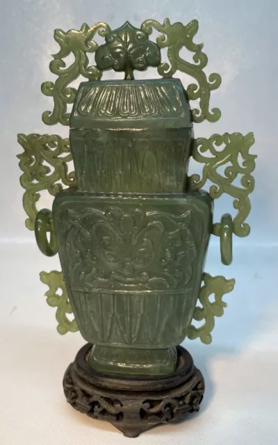 Fine Antique Chinese Qing Dynasty Jade Lidded Urn