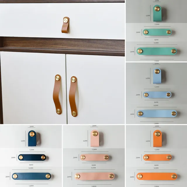 Brass Leather Cabinet Handle Kitchen Cupboard Drawer Door Knobs Furniture Pulls
