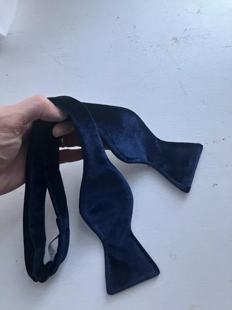 Velvet Bow Tie Midnight Blue Navy Big Bow Silk Adjustable Self Tie UNIQUE