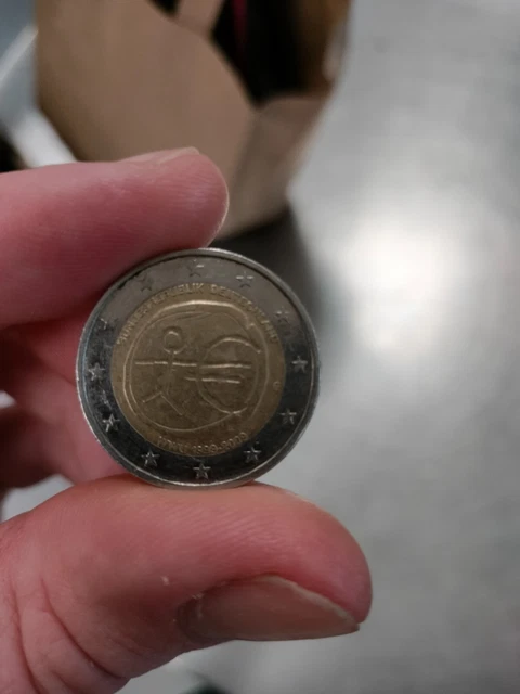 Pièce de 2€ rare, bonhomme en bâton, UEM 1999-2009, très bon état | Rakuten