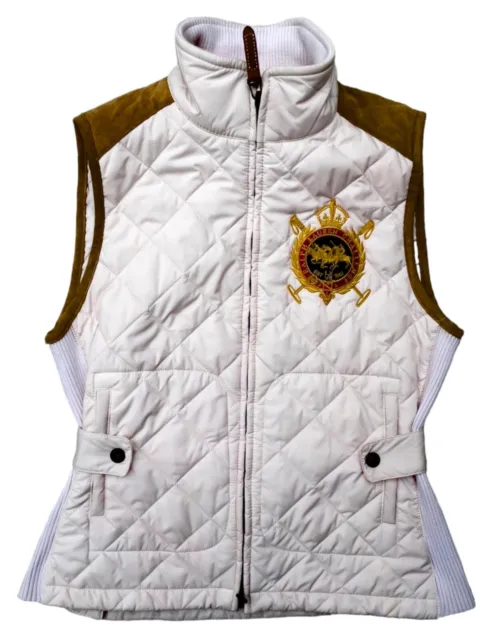 Polo Ralph Lauren Women's Leather Trimmed Quilted Crest Logo Vest, M