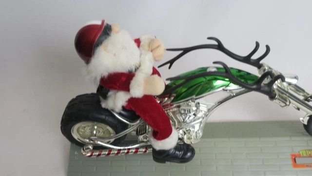 Santa Chopper Vintage Battery Operated Wheels Harley  Sled Cycle Biker Christmas 4