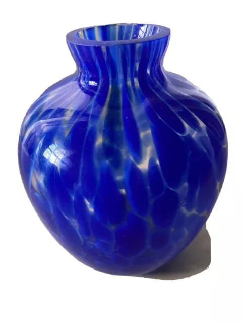 vintage murano hand blown glass vase Small Cobalt Blue Italy Italian Art