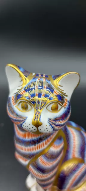 Royal Crown Derby English Bone china Imari Seated Cat Figurine 2