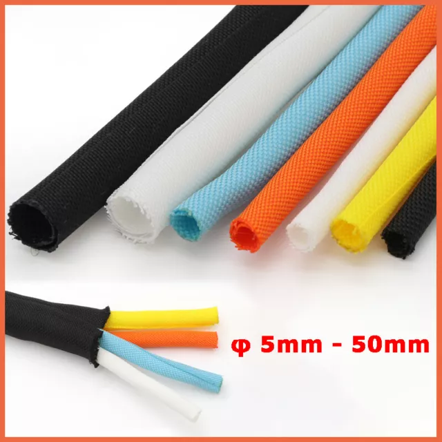 BRAIDED CABLE SLEEVING Wire Harness Sheathing Diameter 5mm to 50mm  Mulitcolor $3.18 - PicClick AU