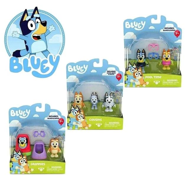 BLUEY FIGURES 2 Pk Twin Pack Figurines Cousins, Grannies, Pool Time 20