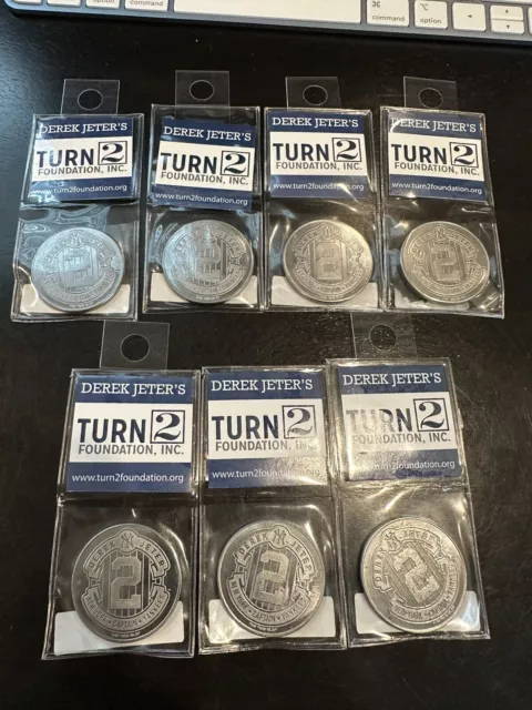 7 Lot Derek Jeter Turn 2 Foundation Coins Nip New York Yankees Stadium 2014