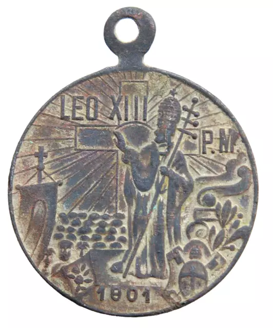 Ancient Old Catholic Medallion Pendant ''Pope Leo XIII''