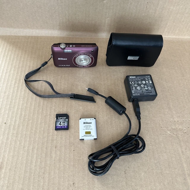 Nikon COOLPIX S4100 14.0MP Digital Camera - Plum (S4100PLUM) Touchscreen Works!