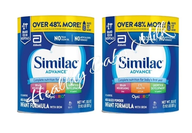 2 Cans Similac Advance OptiGRO Infant Baby Formula - 30.8-oz