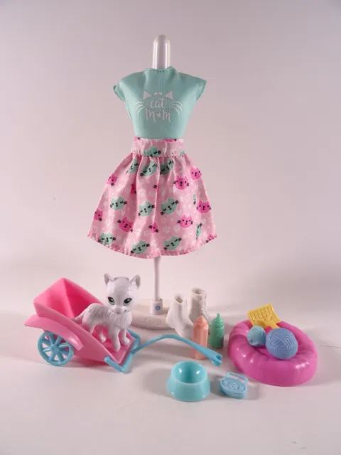 Mode Fashion für Barbie Steffi o. ä. Puppe Cat-Mum-Kleid Schuhe Zubehör (13639)