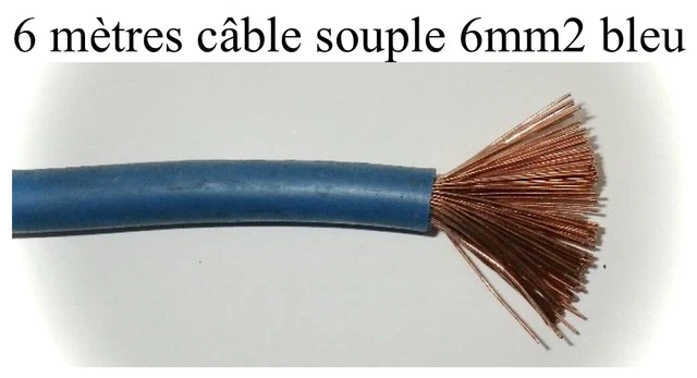câble électrique batterie souple 10 mm2 bleu 6 mètres