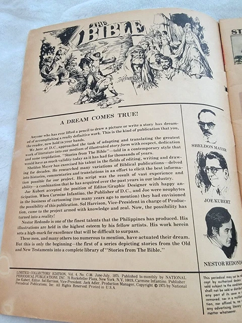1975 DC Oversized Comic Book The Bible Limited Collectors Edition C-36 July 3