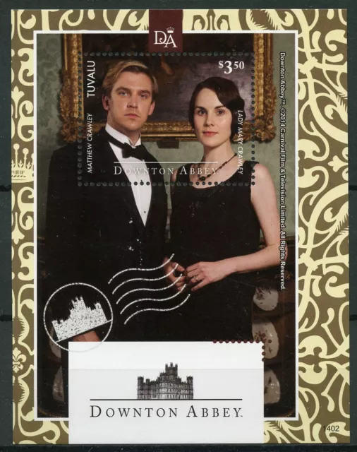 Tuvalu 2014 MNH Downton Abbey Matthew Lady Mary Crawley 1v S/S TV Series Stamps