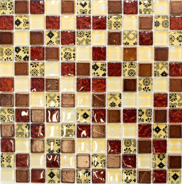 Mosaico De Piedra Natural/Resin Rojo Beige Revestimiento Pared 83-CMCB25 _ F 10