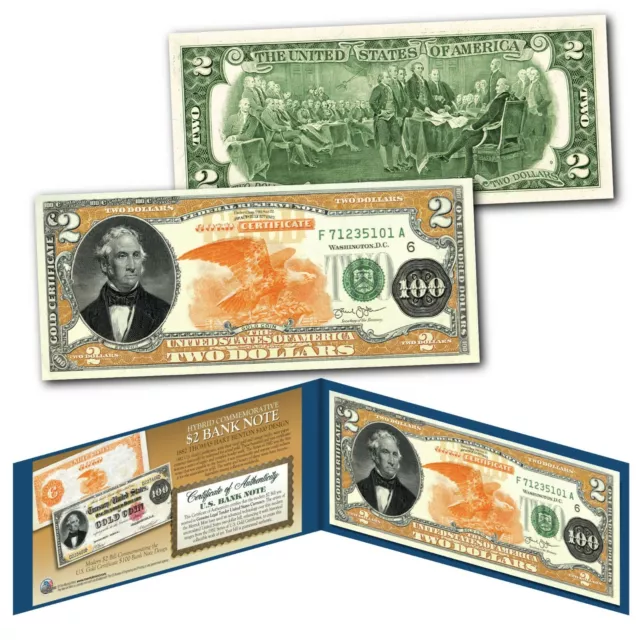 1882 Series Thomas Hart Benton $100 Gold Certificate designed on Modern $2 Bill