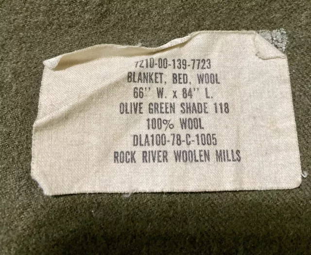 Vintage US Army Military Blanket Wool Rock River Mills 66x84 EUC Vintage US Army Military Blanket Wool Rock River Mills 66x84 EUC