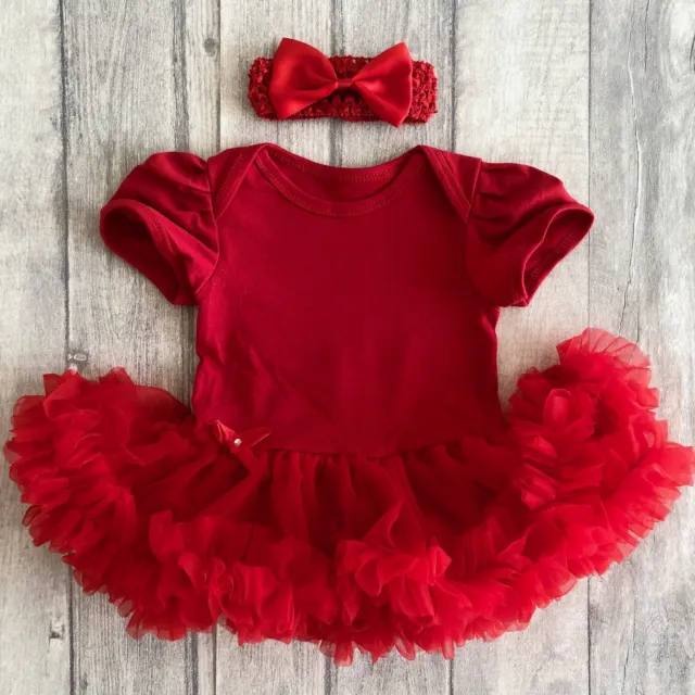 BABY CHRISTMAS RED DRESS TUTU ROMPER, Newborn Princess  Party Outfit