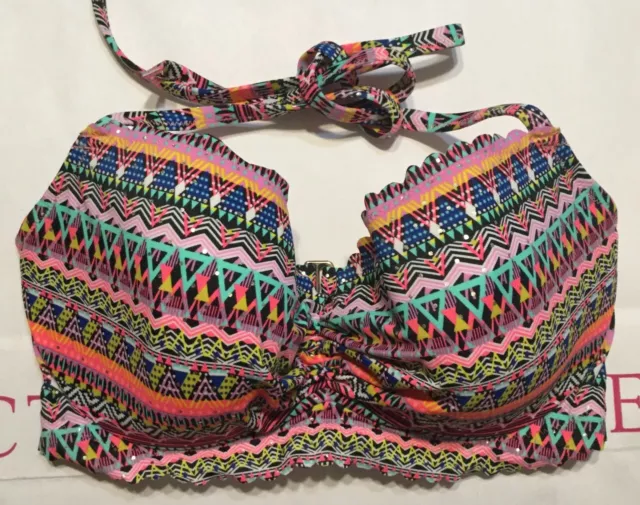Nwt Victorias Secret Swim The Getaway Halter 32C Multi Color Bikini Top N3706