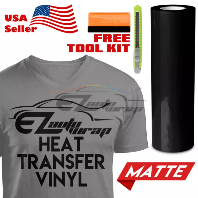 Matte Black Heat Transfer Vinyl HTV T-Shirt 20" Wide Roll Iron On / Heat Press