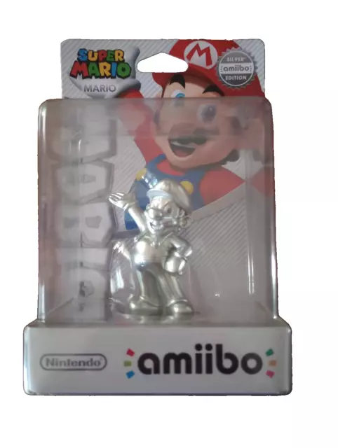 Silver Mario Amiibo Figure Rare Aus Seller Australian Stock *New & Sealed*