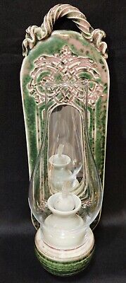 Celtic Oil Glass Lamp OOAK NEW Folk Renaissance ART Ceramic Wall Hang Mirror A+!