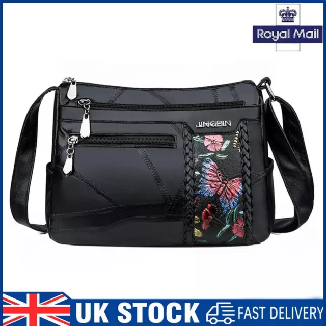 Women PU Leather Shoulder Crossbody Bag Fashion Flower Print Messenger Handbag