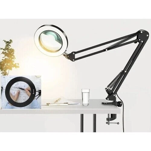Trade Shop - Lampada Lente Di Ingrandimento Da Tavolo Con Luce 2 Led Portatile 130 Mm A 26mm - | Leroy Merlin