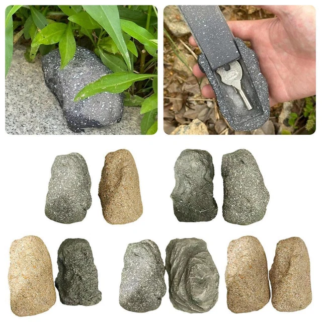 2 pz Nascondi una chiave finta roccia supporto cassaforte pietra realistica per nascondiglio esterno W2O5
