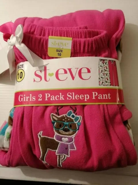 Pantaloni da letto ST EVE RAGAZZE confezione da 2 pigiama fondo design renna taglia 10 ROSA