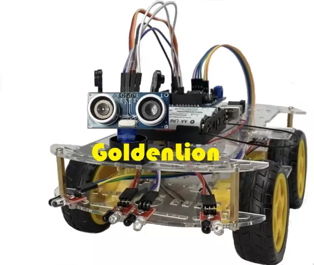 GoldenLion 4WD Smart Car Kit Arduino UNOR3 CH340 Roboter Wagen Auto Bausatz