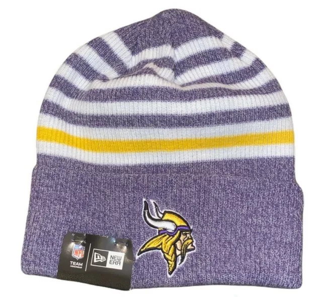 Minnesota Vikings New Era Chill Striped Knit Cuffed Beanie Hat