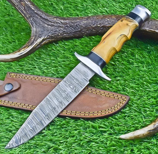 Custom Hand Forged Damascus Steel BOWIE Knife, Hunting Knife, CAMPING KNIFE 542