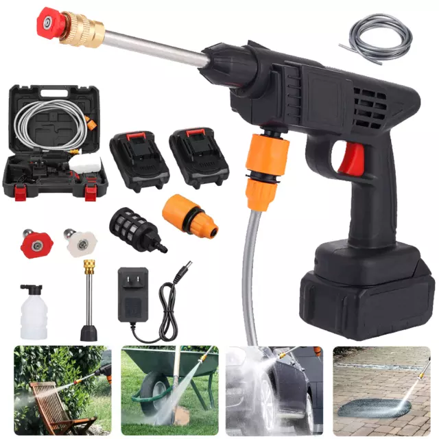 Portable Cordless Electric High Pressure Water Spray Gun Car Washer Cleaner Tool