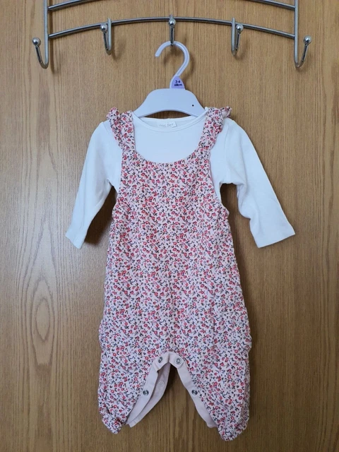 Next Baby Girl Floral Dungarees Outfit, 3-6 Months