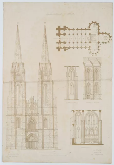 HEYDEMANN (19.Jhd) nach MOLLER (*1784), Elisabethenkirche, Marburg, Lith. 2