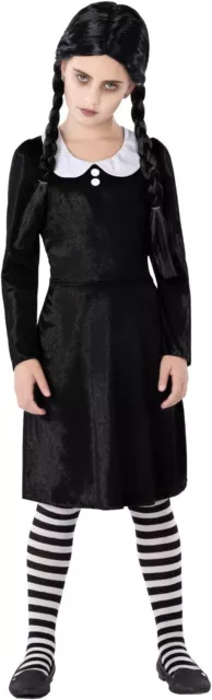 Costume Mercoledì Mercoledi Famiglia Addams Vestito Bambina Carnevale Halloween