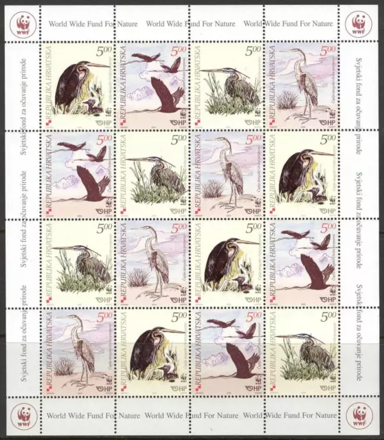 115. Kroatien 2000 Briefmarke S/S Vögel, W. W. F. MNH