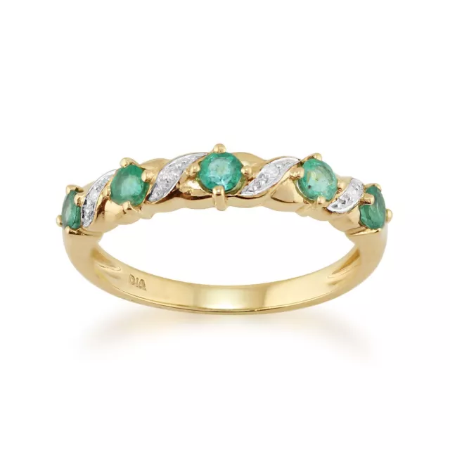 Classic Art Nouveau Style Style Round Emerald & Diamond Half Eternity Ring