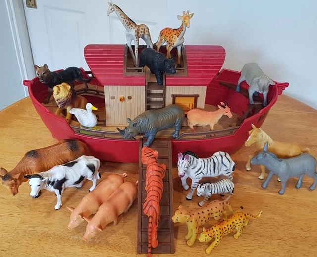 Noah's ark toy boat with 31 animals + boarding ramp, playmobil ark.