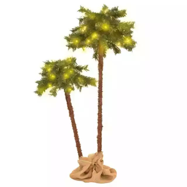 vidaXL Artificial Double Palm Tree with LEDs 125 cm&210 cm