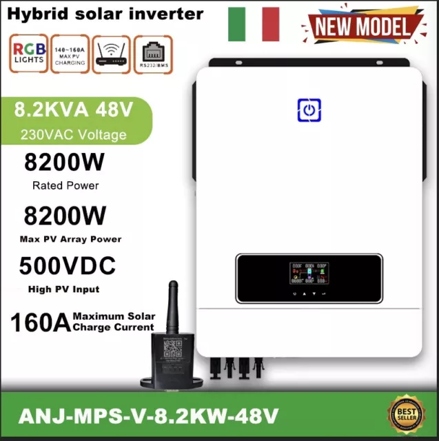 8.2KW/10.2KW Inverter Solare On-Grid+Off-Grid Charger MPPT 500V 48V WIFI BMS