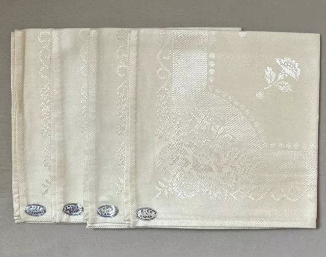 Vintage Toyobo Japan Damask 12" Square Napkins Set of 4 Cotton Rayon New