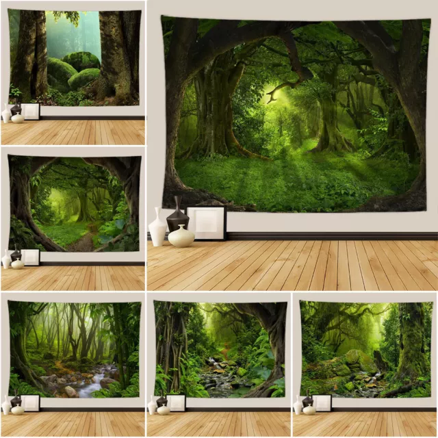 3D Large Magic Forest Tapestry Wall Hanging Art Bedspread Backdrop Blanket Cover