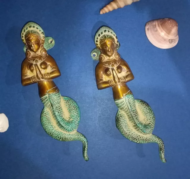 Mermaid 9'' Inch Almirah Pull Brass Snake Lady Door Handle For Home Decor AJ049