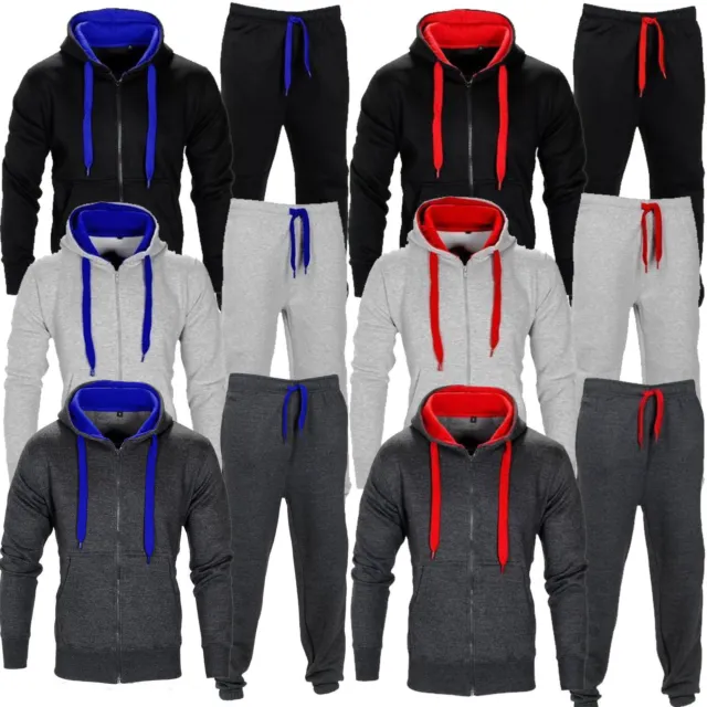 Mens Fleece Tracksuit Set Hoodie Top & Trousers Gym Running Joggers Bottoms Pant